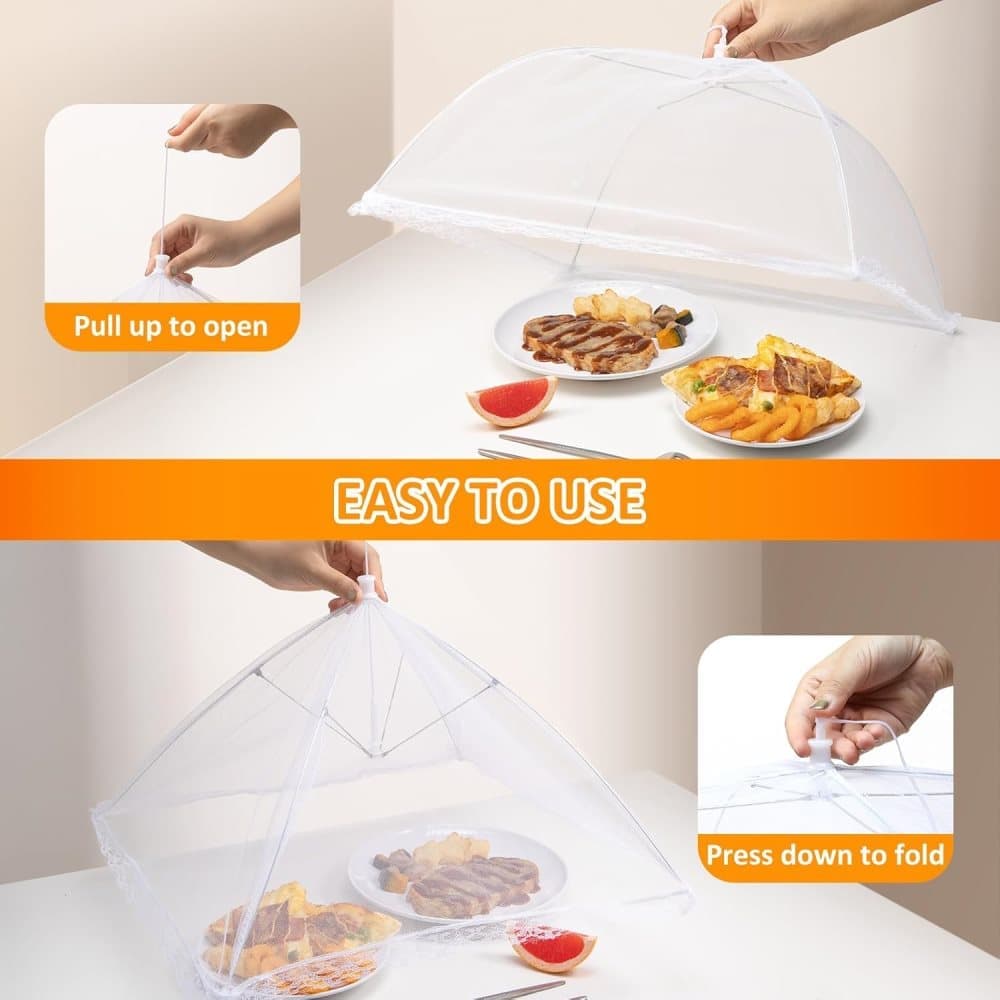 4 Pack Pop-up Food Cover Mesh Insect Net, Foldable for Camping Picnic Grilling, 43cm, Compatible with Oral-B Braun - Image 3