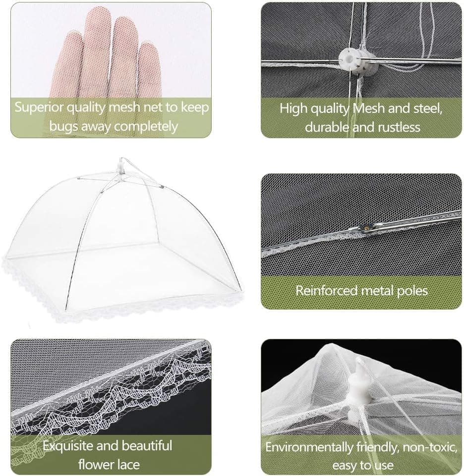 4 Pack Pop-up Food Cover Mesh Insect Net, Foldable for Camping Picnic Grilling, 43cm, Compatible with Oral-B Braun - Image 4