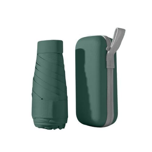6-Fold Portable Mini Umbrella UV Protection for Sun and Rain, Ultralight Compact, 12 inches, Dark Green - Image 1