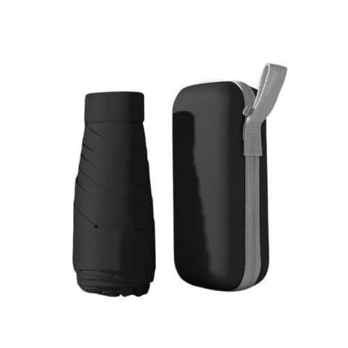 Portable Mini 6-Fold UV Protection Umbrella for Sun and Rain, Ultralight Compact, Black - Image 1