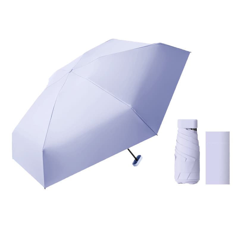 Portable Mini 6-Fold Capsule Umbrella with UV Protection for Sun and Rain, Ultralight, Light Blue - Image 6