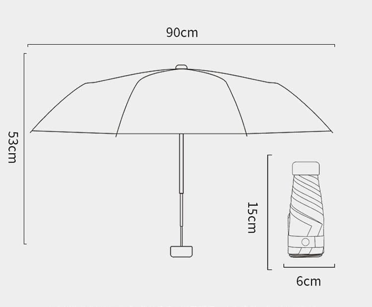 Portable Mini 6-Fold Capsule Umbrella with UV Protection for Sun and Rain, Ultralight, Light Blue - Image 8