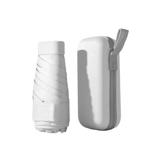 6-Fold Portable Mini Umbrella UV Protection for Sun and Rain, Ultralight Compact, 12.5 inches, White - Image 1