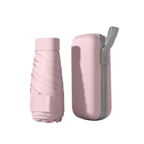 6-Fold Portable Mini Umbrella UV Protection for Sun and Rain, Ultralight Compact, Pink - Image 1
