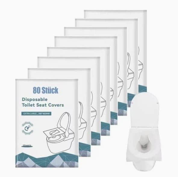 80 pcs Biodegradable Water-flushable Toilet Seat Covers, 38x46cm - Image 1