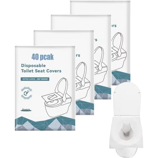 40 pcs Biodegradable Toilet Seat Covers, Flushable Travel Toilet Covers, 38x46cm - Image 1