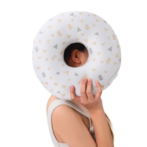 Orthopedic Pillow with Ear Holes for Side Sleeping, Super Microfiber Bamboo Fiber, Perforated Comfortable Ear-Friendly, 1 Pack, Gray - Image 1