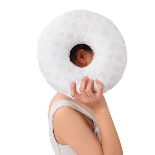 Orthopedic Pillow with Ear Holes for Side Sleeping, Super Microfiber Bamboo Fiber Perforated Pillow, Comfortable and Ear-Friendly, Wood - Image 1