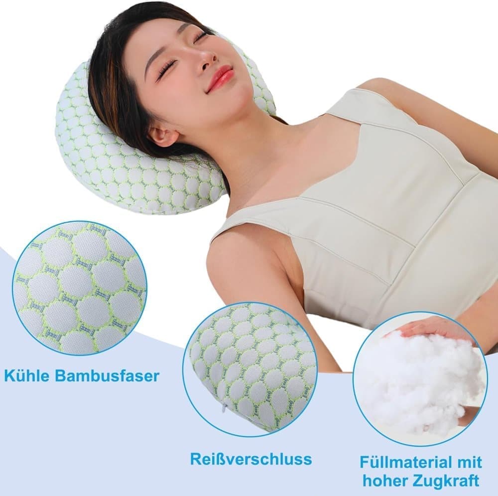 Orthopedic Pillow with Ear Holes for Side Sleeping, Super Microfiber Bamboo Fiber Perforated Pillow, Comfortable and Ear-Friendly, Wood - Image 5