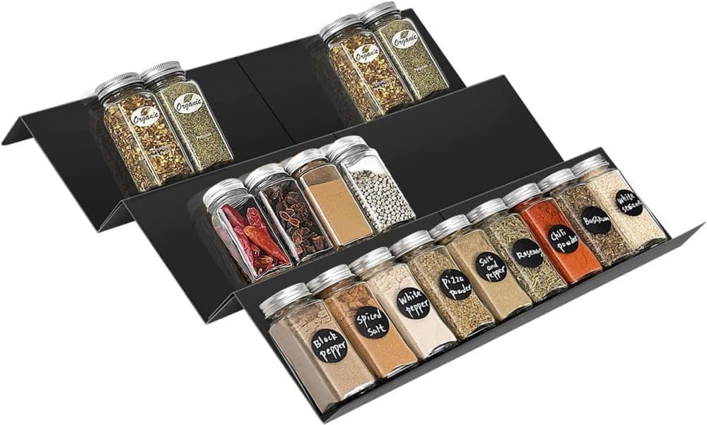 6-Piece Adjustable Spice Rack for Kitchen Storage, Compatible with Jars - Image 1