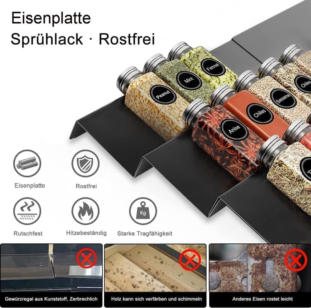 6-Piece Adjustable Spice Rack for Kitchen Storage, Compatible with Jars - Image 2