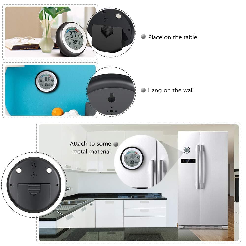Digital Thermometer Hygrometer Indoor Outdoor Wireless Touch Screen Waterproof, for Bathroom Kitchen Children's Room Home Office - Image 2