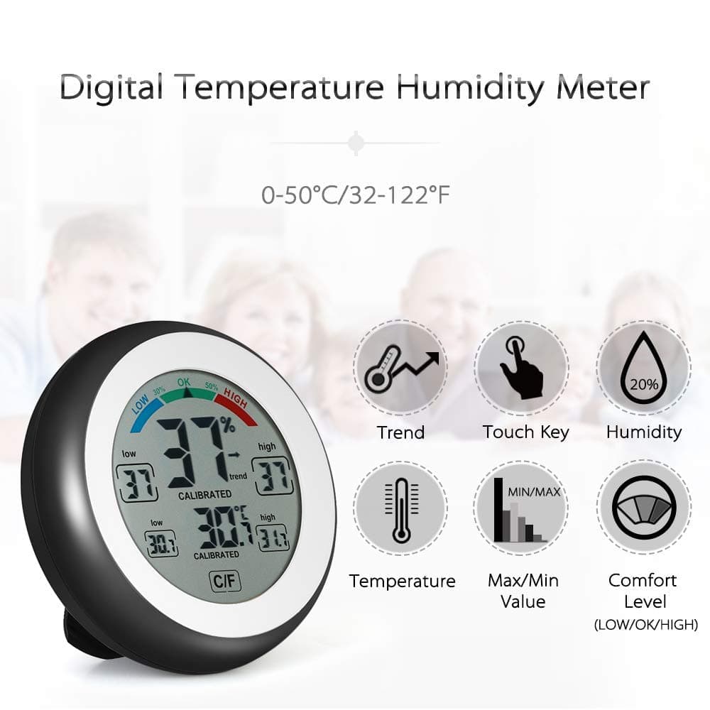 Digital Thermometer Hygrometer Indoor Outdoor Wireless Touch Screen Waterproof, for Bathroom Kitchen Children's Room Home Office - Image 3