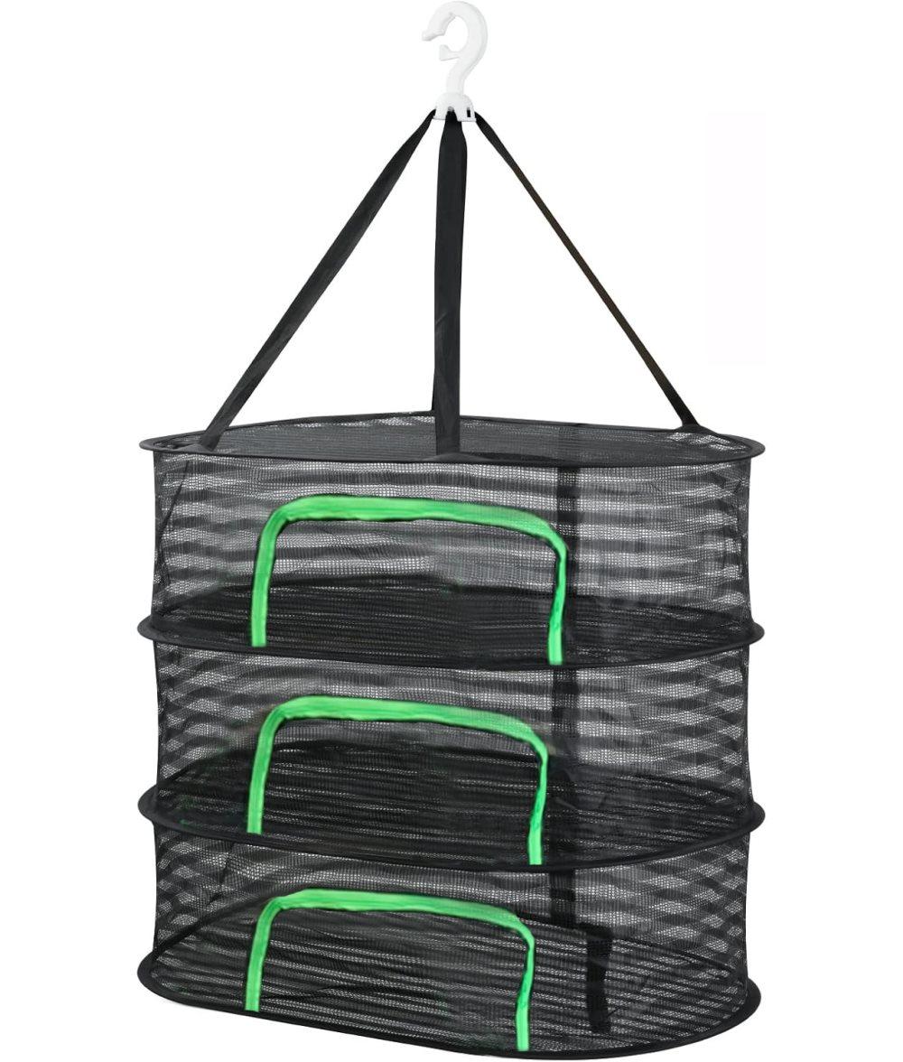 4 Layer Hanging Drying Net with Zipper, Foldable Garden Drying Net for Plants Seeds and Fish, 40x60cm - Image 1