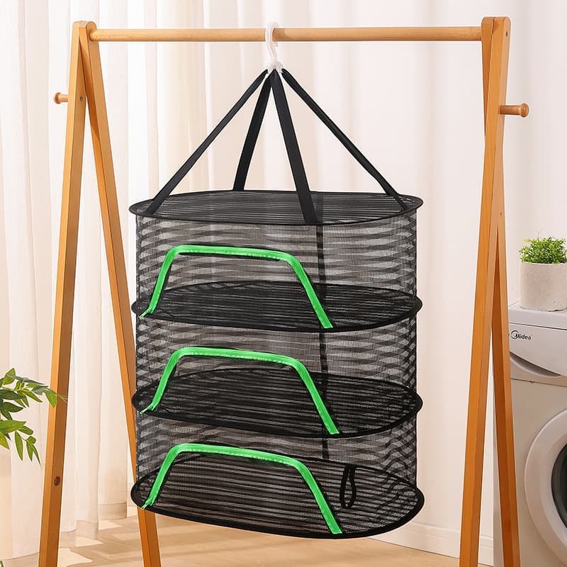 4 Layer Hanging Drying Net with Zipper, Foldable Garden Drying Net for Plants Seeds and Fish, 40x60cm - Image 2