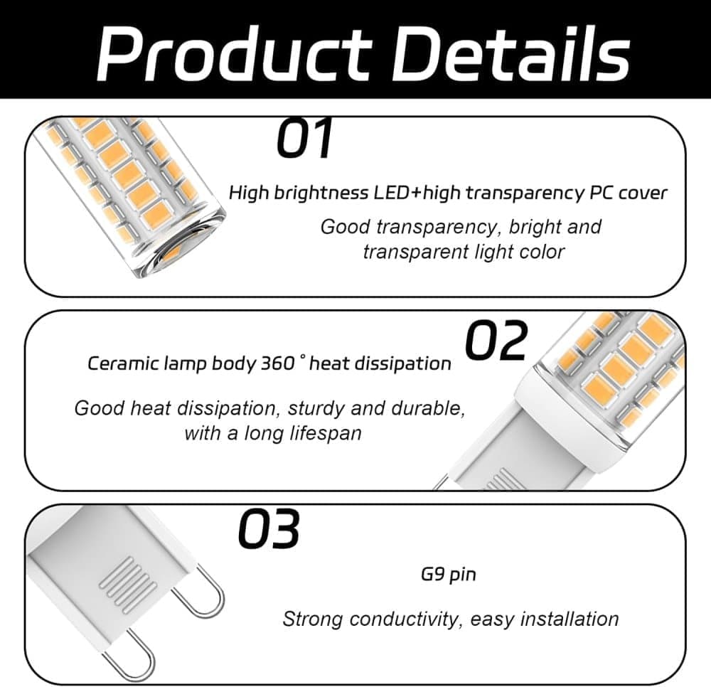 5pcs G9 LED Bulbs 3W White Light - Image 3