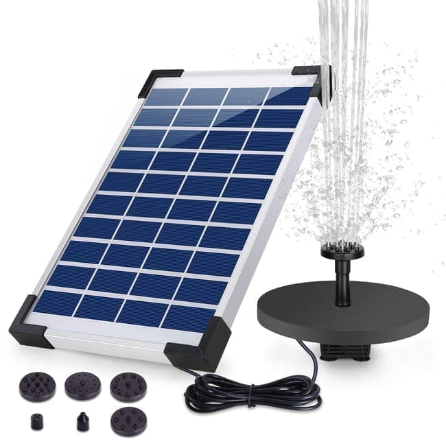 5W Solar Fountain Pump with 6 Nozzles, Floating Bird Bath, Solar Powered Garden Water Pump - Image 1