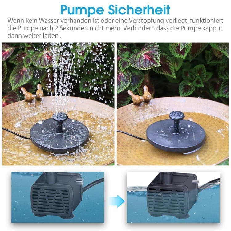 5W Solar Fountain Pump with 6 Nozzles, Floating Bird Bath, Solar Powered Garden Water Pump - Image 6