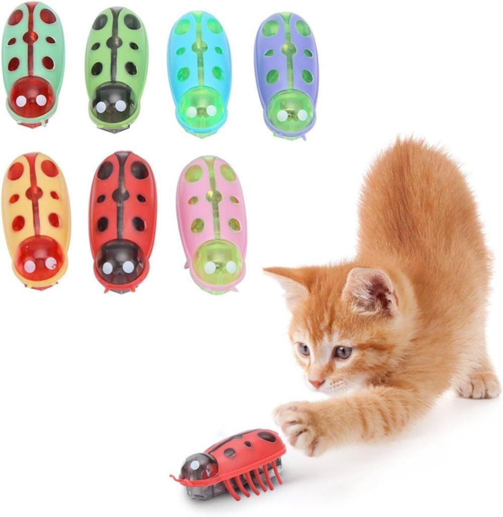 7-Piece Interactive Pet Toy for Cats and Dogs, Mini Beetle Electric Toy, Compatible with Small Pets, 4 Inches - Image 1