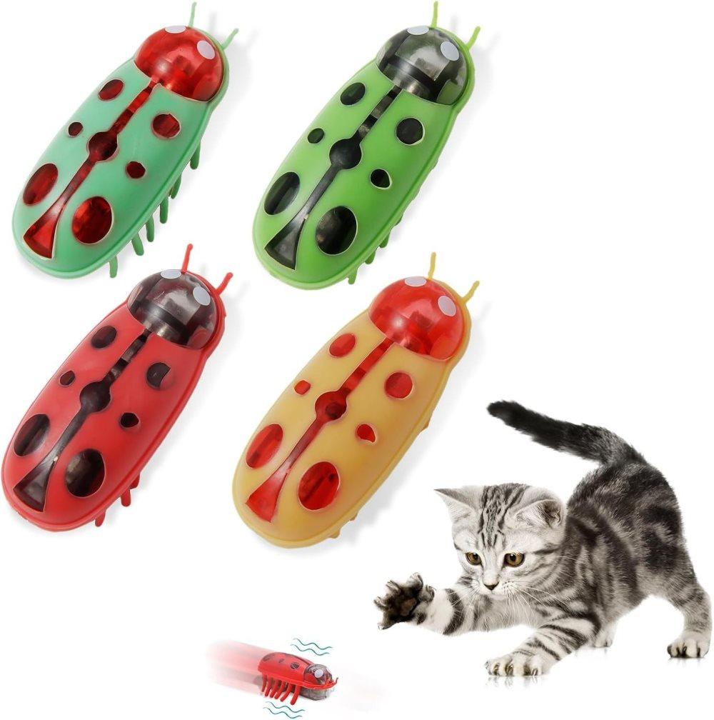 4-Piece Interactive Pet Toy for Cats and Dogs, Mini Beetle Electric Toy, Compatible with Small Pets, 4 Inches - Image 1
