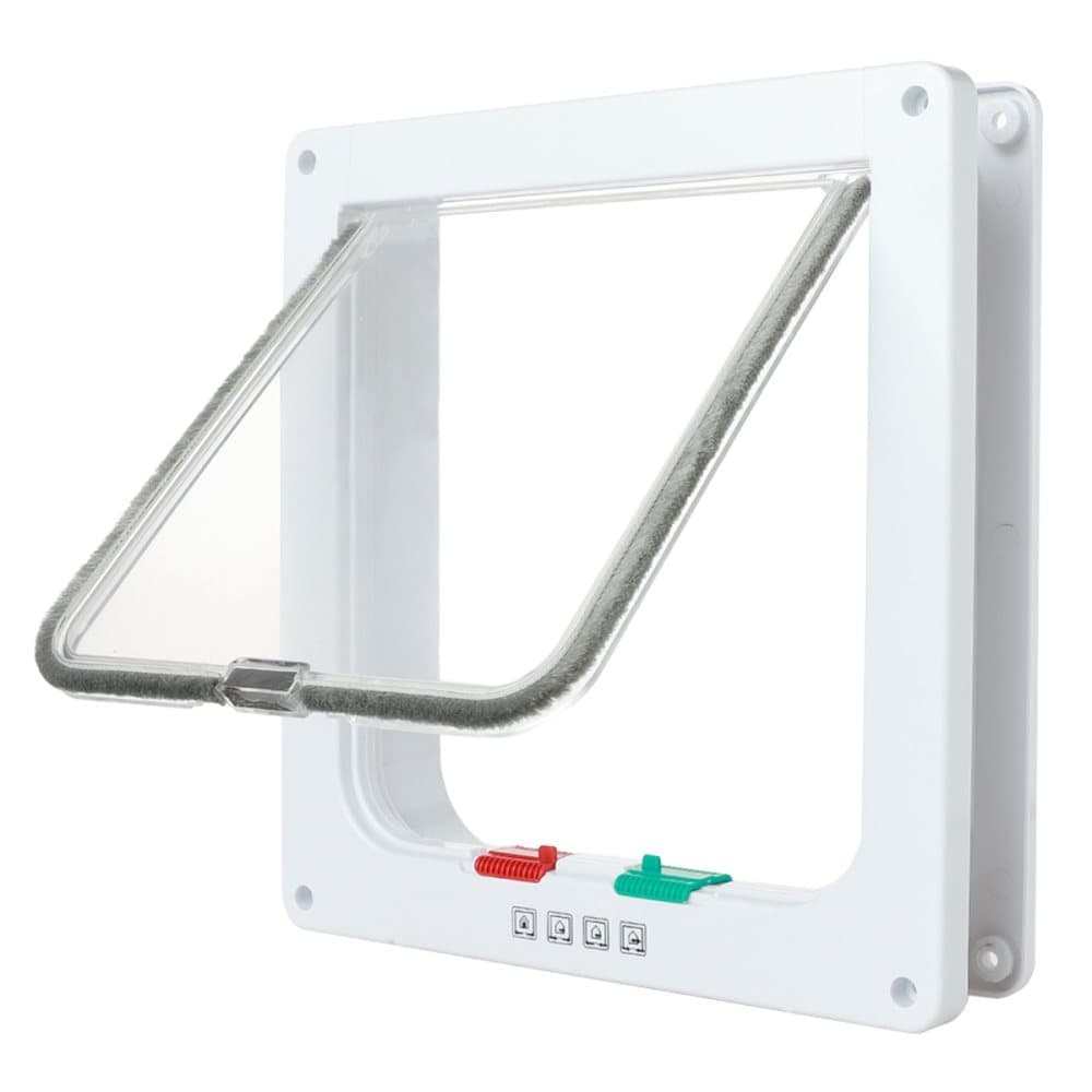 4-Way Locking Cat Flap for Small Dogs and Cats, Easy Installation, White, M - Image 6