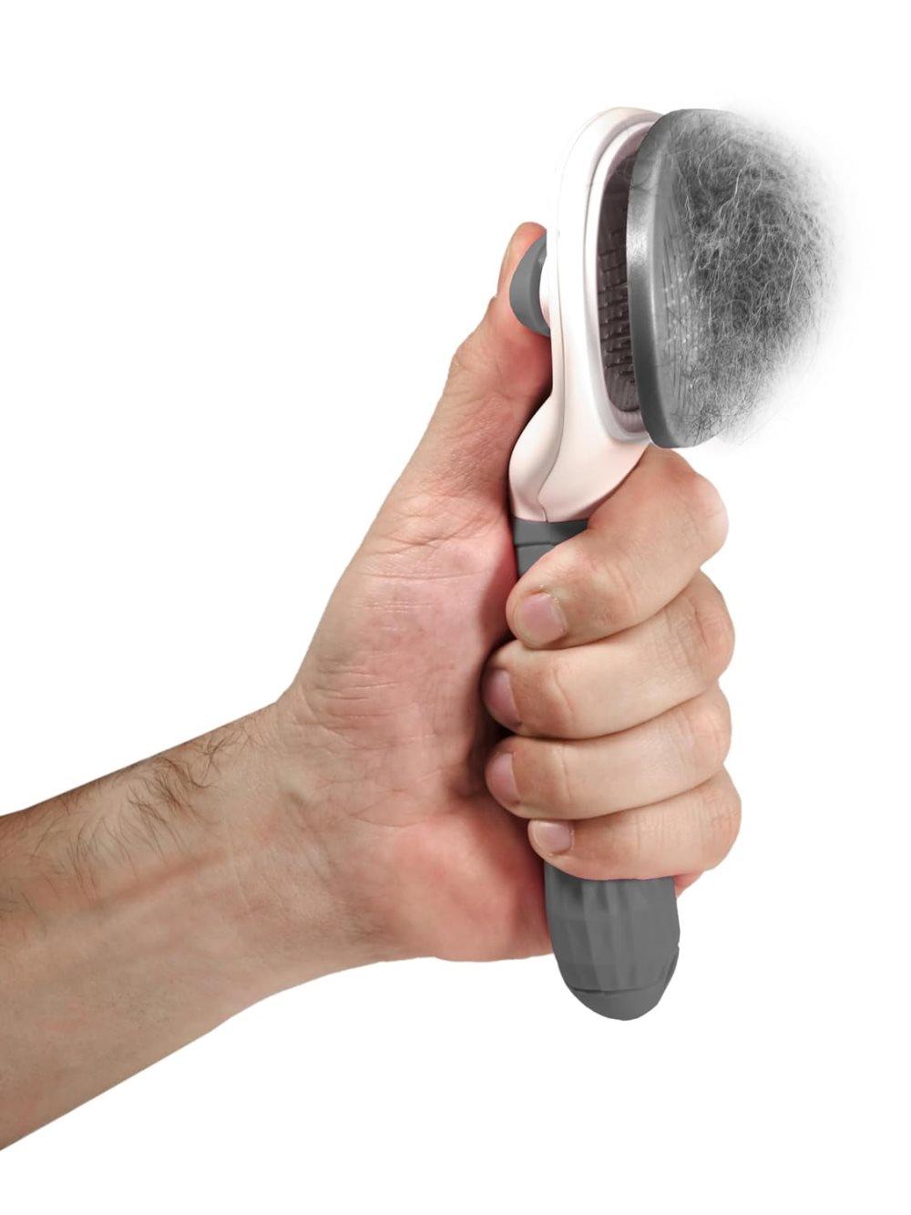 Dog brush for dogs and cats, fur brush, compatible with all breeds, Gray - Image 1