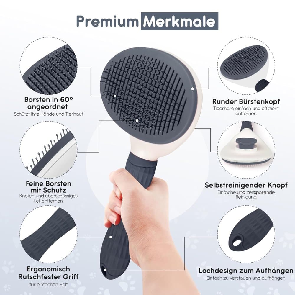 Dog brush for dogs and cats, fur brush, compatible with all breeds, Gray - Image 3