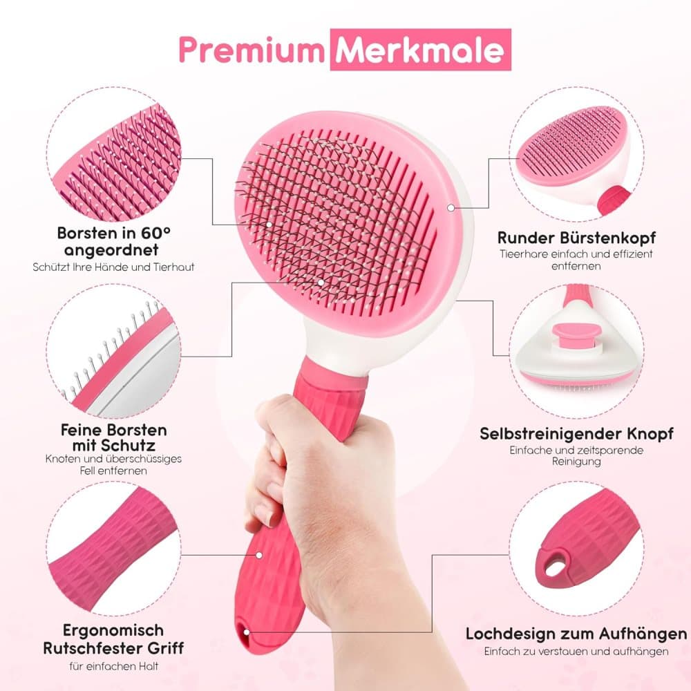 Dog brush and fur brush for dogs and cats, Pink - Image 3
