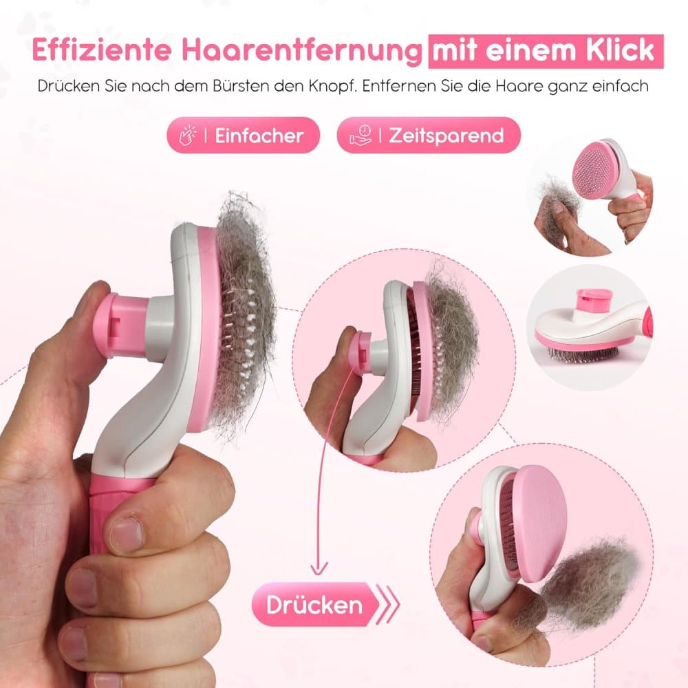 Dog brush and fur brush for dogs and cats, Pink - Image 4