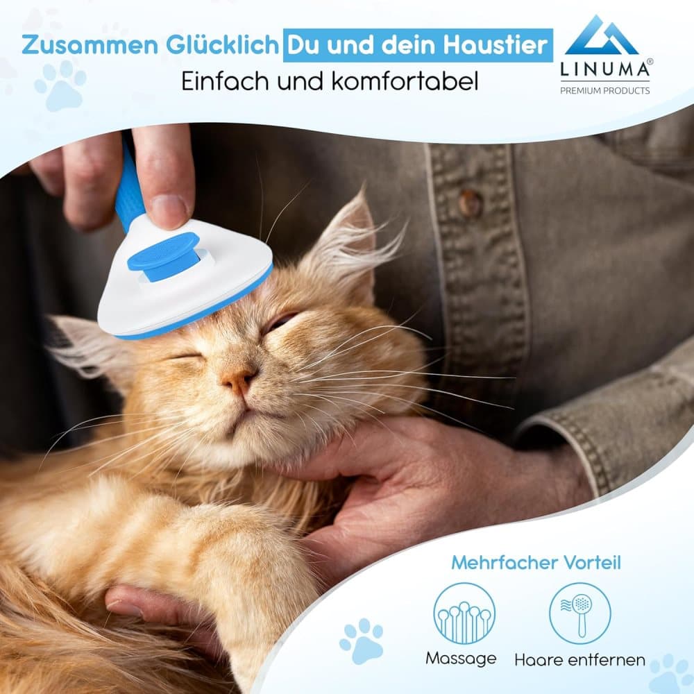 Dog brush for dogs and cats, fur brush, compatible with all breeds, Blue - Image 3