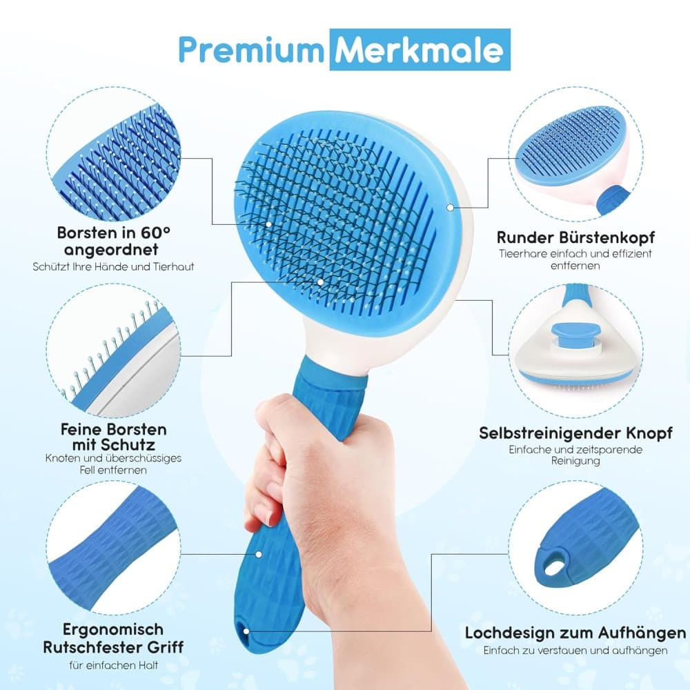 Dog brush for dogs and cats, fur brush, compatible with all breeds, Blue - Image 6