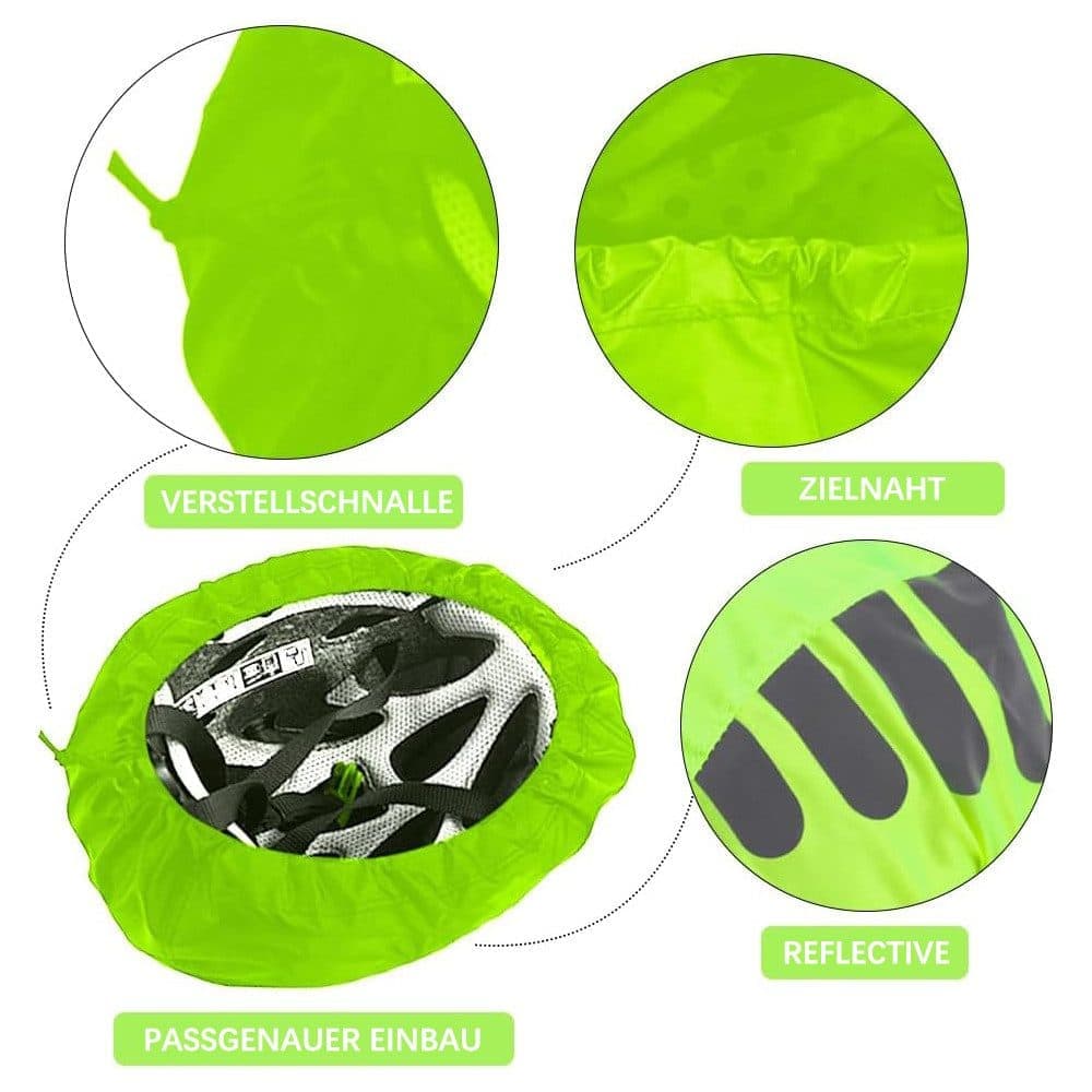 Reflective Bicycle Helmet Cover, Water and Wind Resistant Rain Cover, Green - Image 3