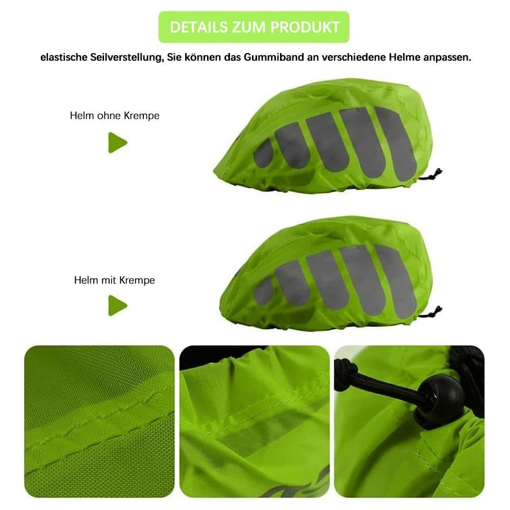 Reflective Bicycle Helmet Cover, Water and Wind Resistant Rain Cover, Green - Image 4