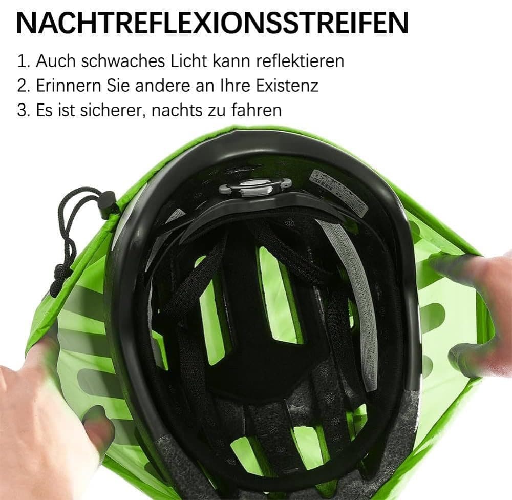 Reflective Bicycle Helmet Cover, Water and Wind Resistant Rain Cover, Green - Image 5
