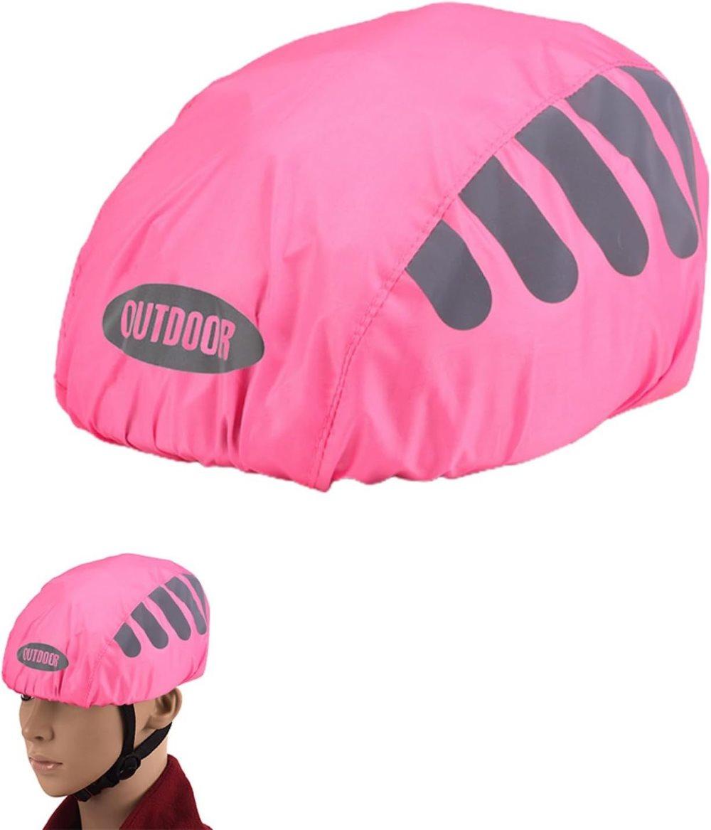 Reflective Bicycle Helmet Cover, Universal Wind and Water Resistant, Compatible with All Brands, Pink - Image 1