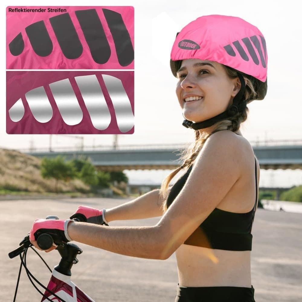 Reflective Bicycle Helmet Cover, Universal Wind and Water Resistant, Compatible with All Brands, Pink - Image 6