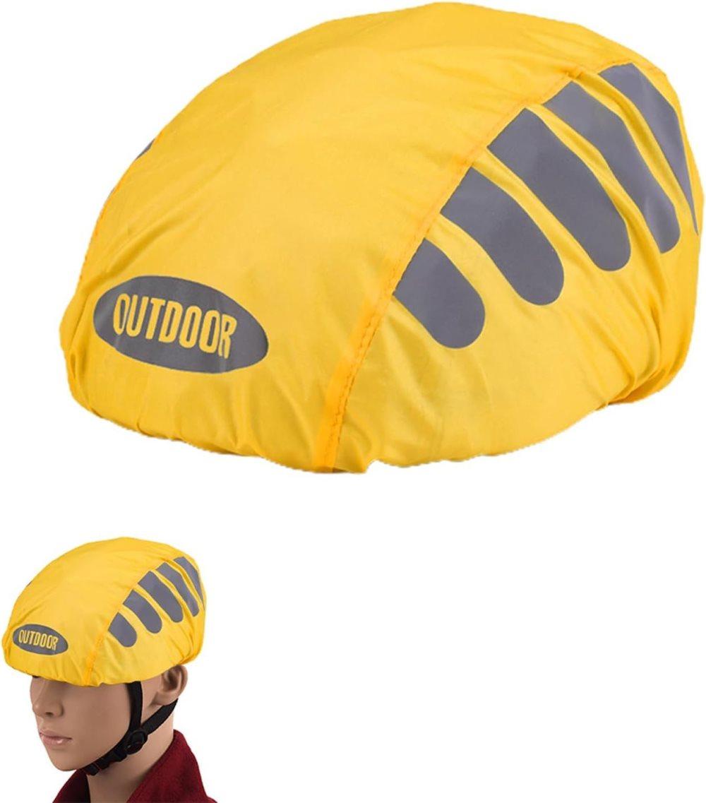 Reflective Bicycle Helmet Cover, Universal Fit, Wind and Water Resistant, Yellow - Image 1