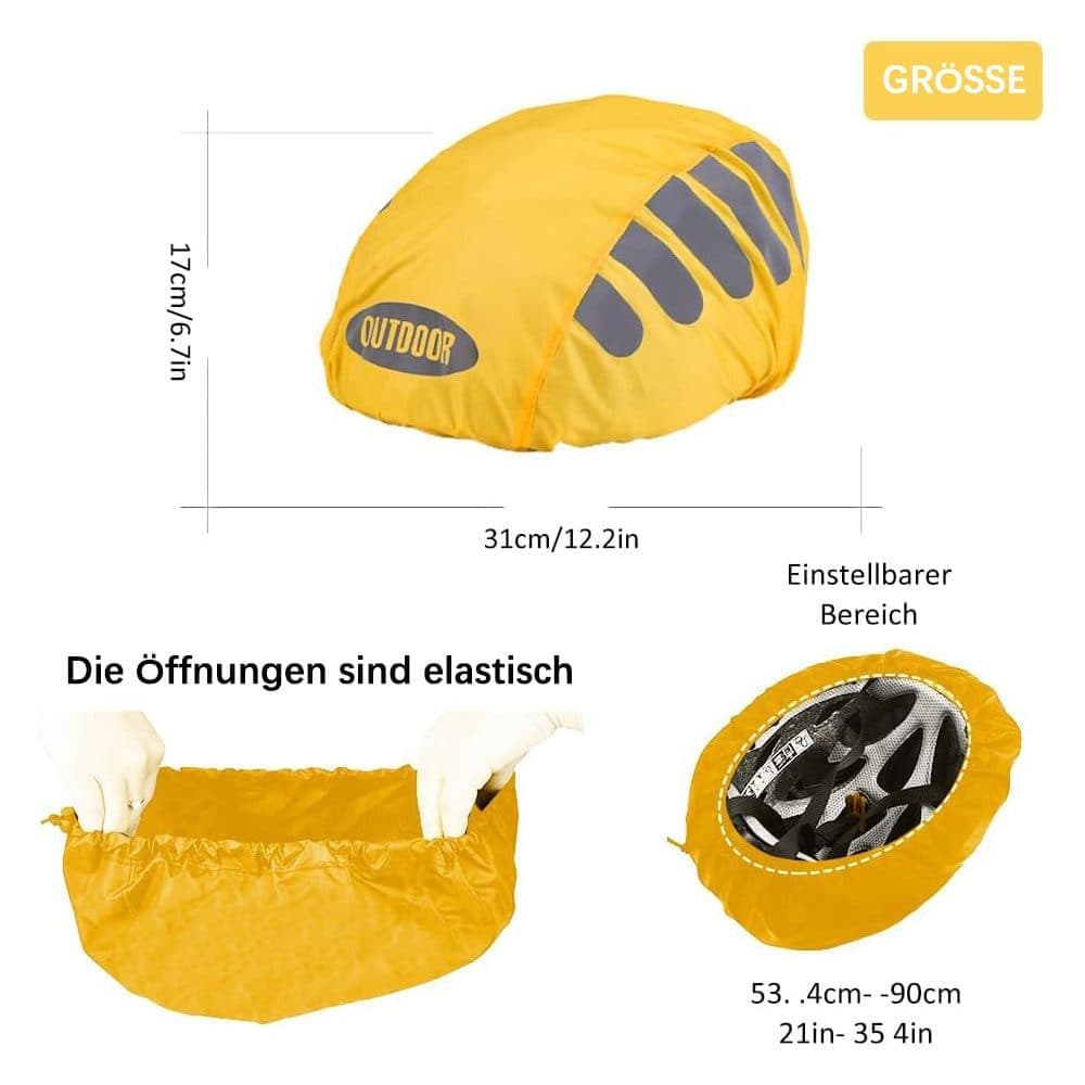 Reflective Bicycle Helmet Cover, Universal Fit, Wind and Water Resistant, Yellow - Image 2