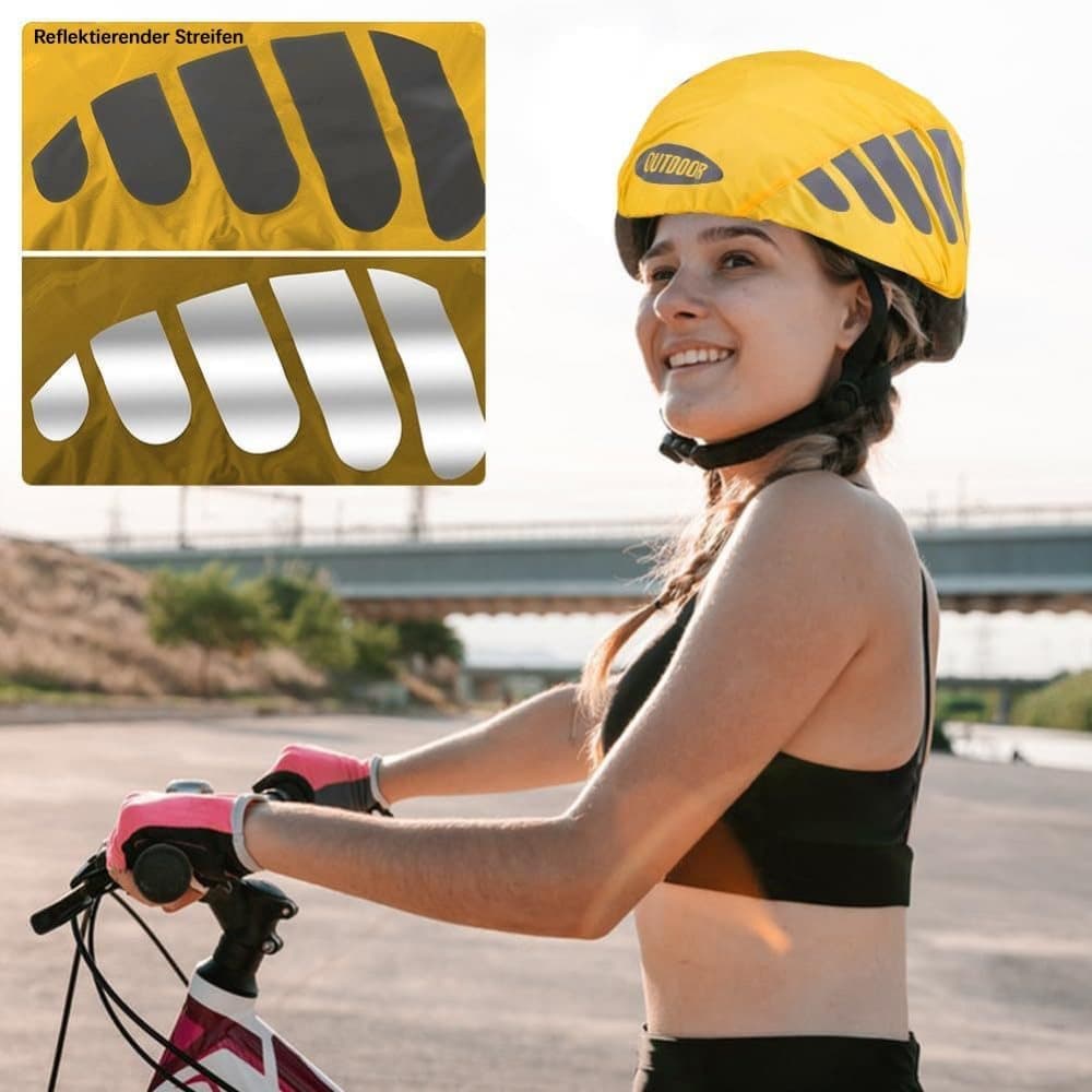 Reflective Bicycle Helmet Cover, Universal Fit, Wind and Water Resistant, Yellow - Image 6
