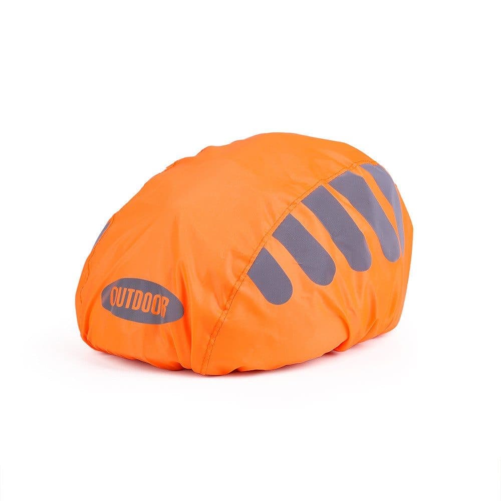 Reflective Bicycle Helmet Cover, Universal Wind and Water Resistant, Compatible with All Bikes, Orange - Image 1