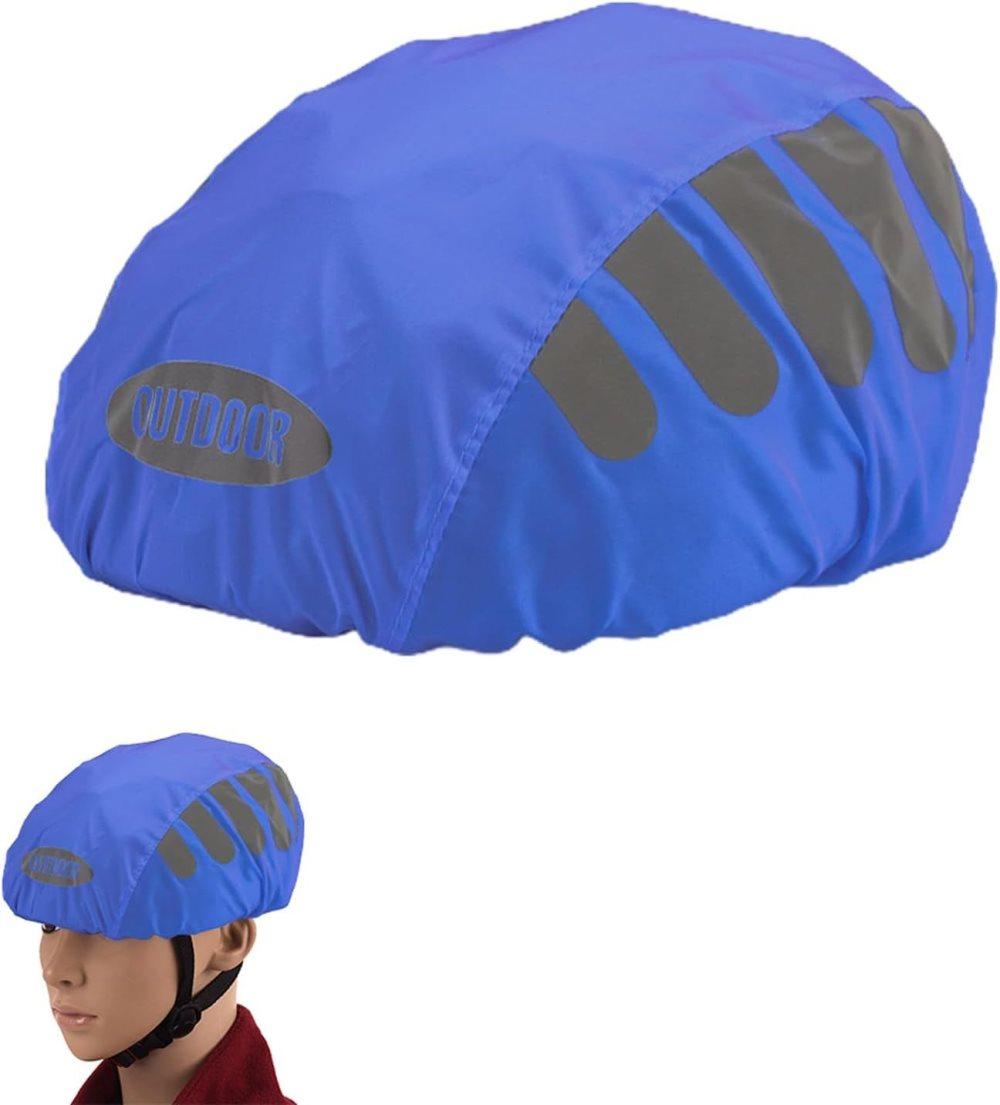Reflective Bicycle Helmet Cover, Wind and Water Resistant, Universal Fit, Blue - Image 1
