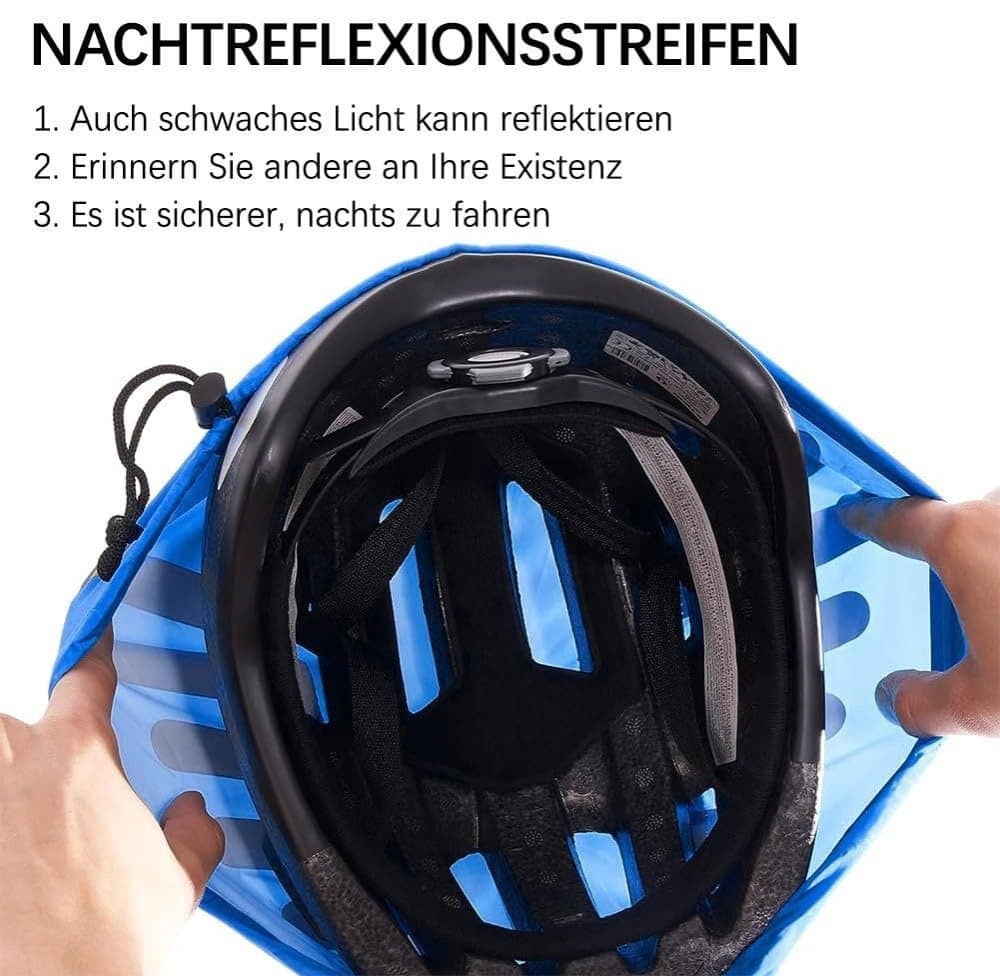 Reflective Bicycle Helmet Cover, Wind and Water Resistant, Universal Fit, Blue - Image 5