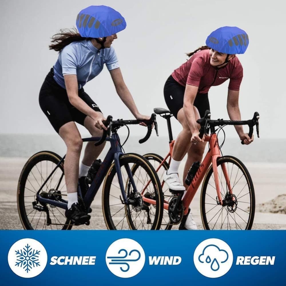 Reflective Bicycle Helmet Cover, Wind and Water Resistant, Universal Fit, Blue - Image 7