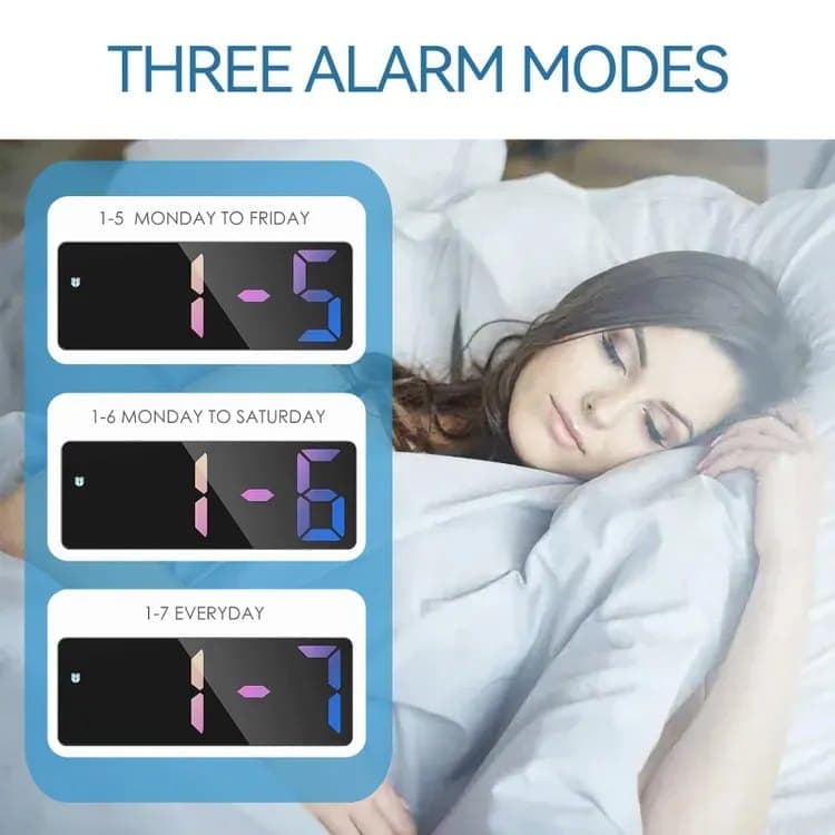 6.7 Inch LED Alarm Clock with Dimmable Display and Temperature, Large Electronic Digital Clock - Image 5