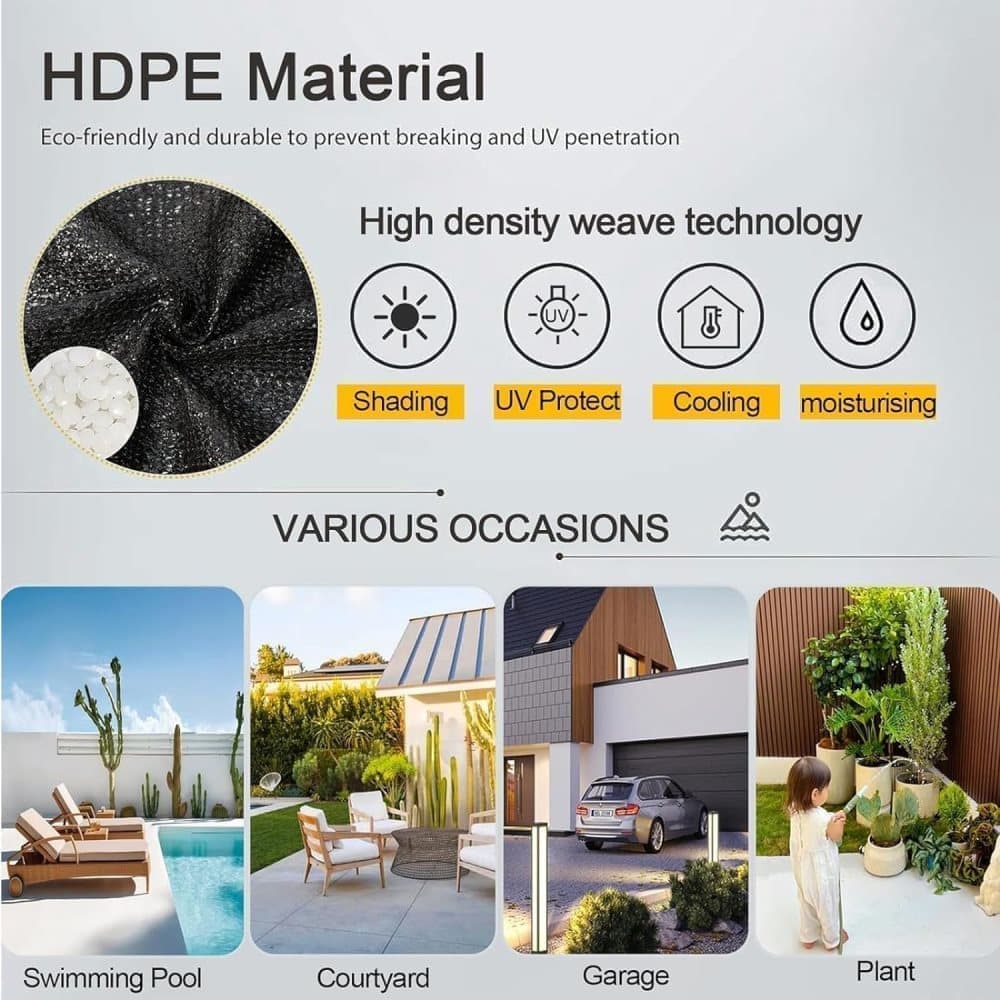 Black Sun Sail HDPE 85-90% UV Protection, 200cm x 300cm - Image 6