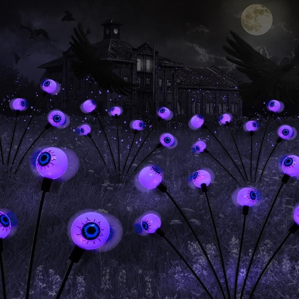 Solar Powered Halloween Eye Lights 4-Pack for Garden and Patio Decoration, Waterproof, 1/4\ - Image 1