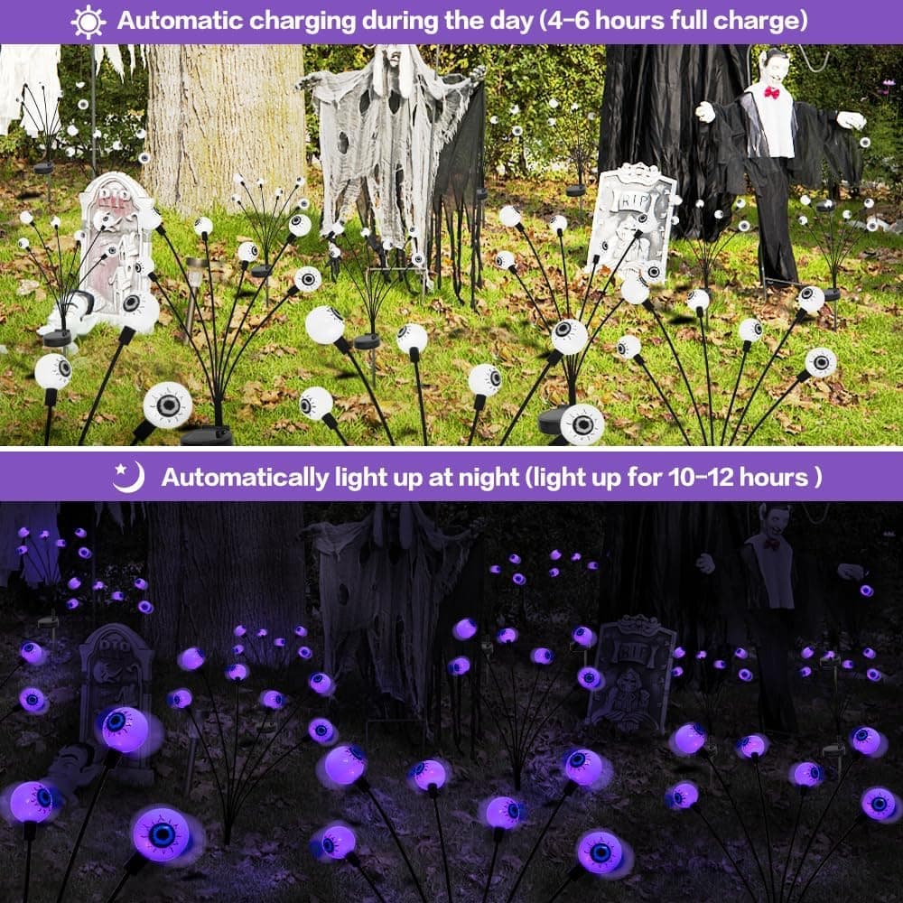 Solar Powered Halloween Eye Lights 4-Pack for Garden and Patio Decoration, Waterproof, 1/4\ - Image 6