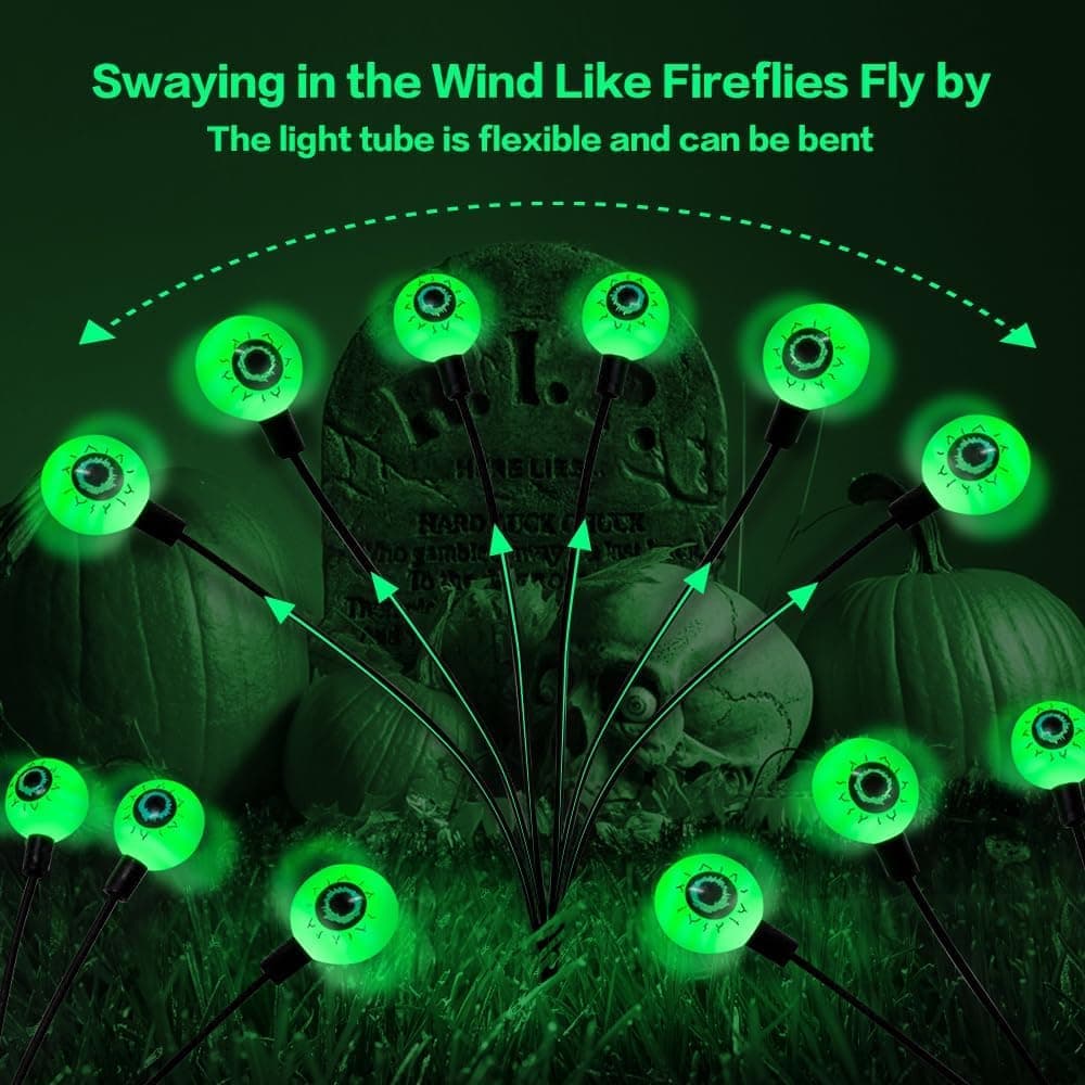 1-Pack Solar Powered Halloween Eye Lights for Garden and Patio Decoration, 1/4, Green - Image 5