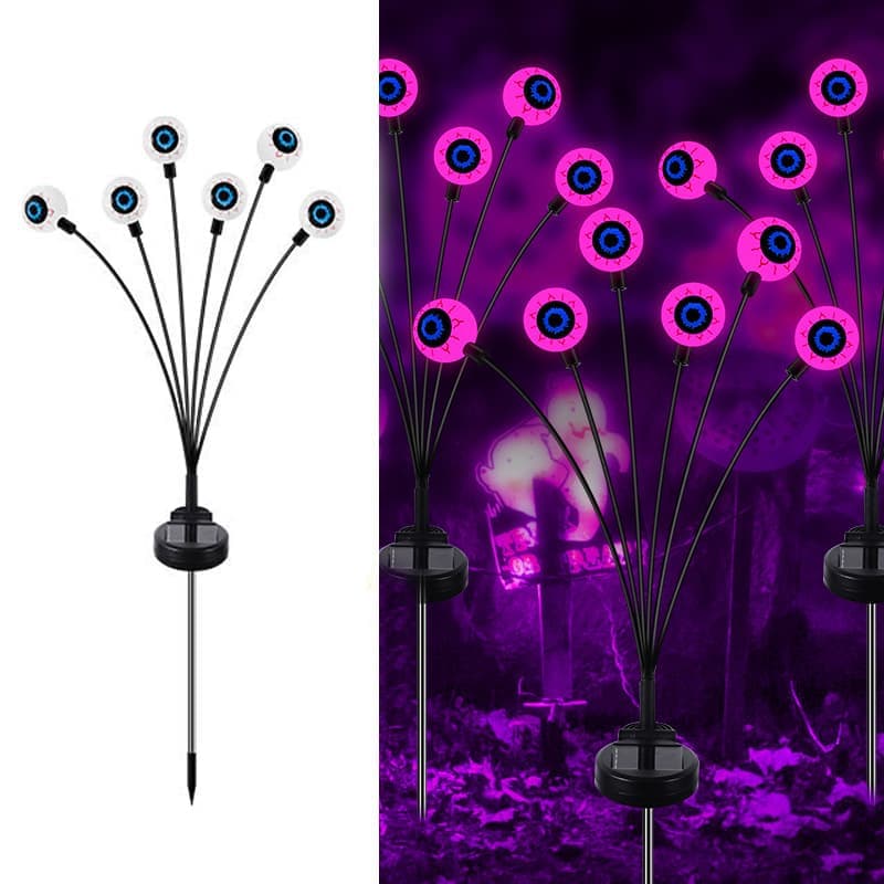 1-Pack Solar Powered Halloween Eye Lights for Garden and Patio Decoration, Waterproof, Purple, 1/4 - Image 1