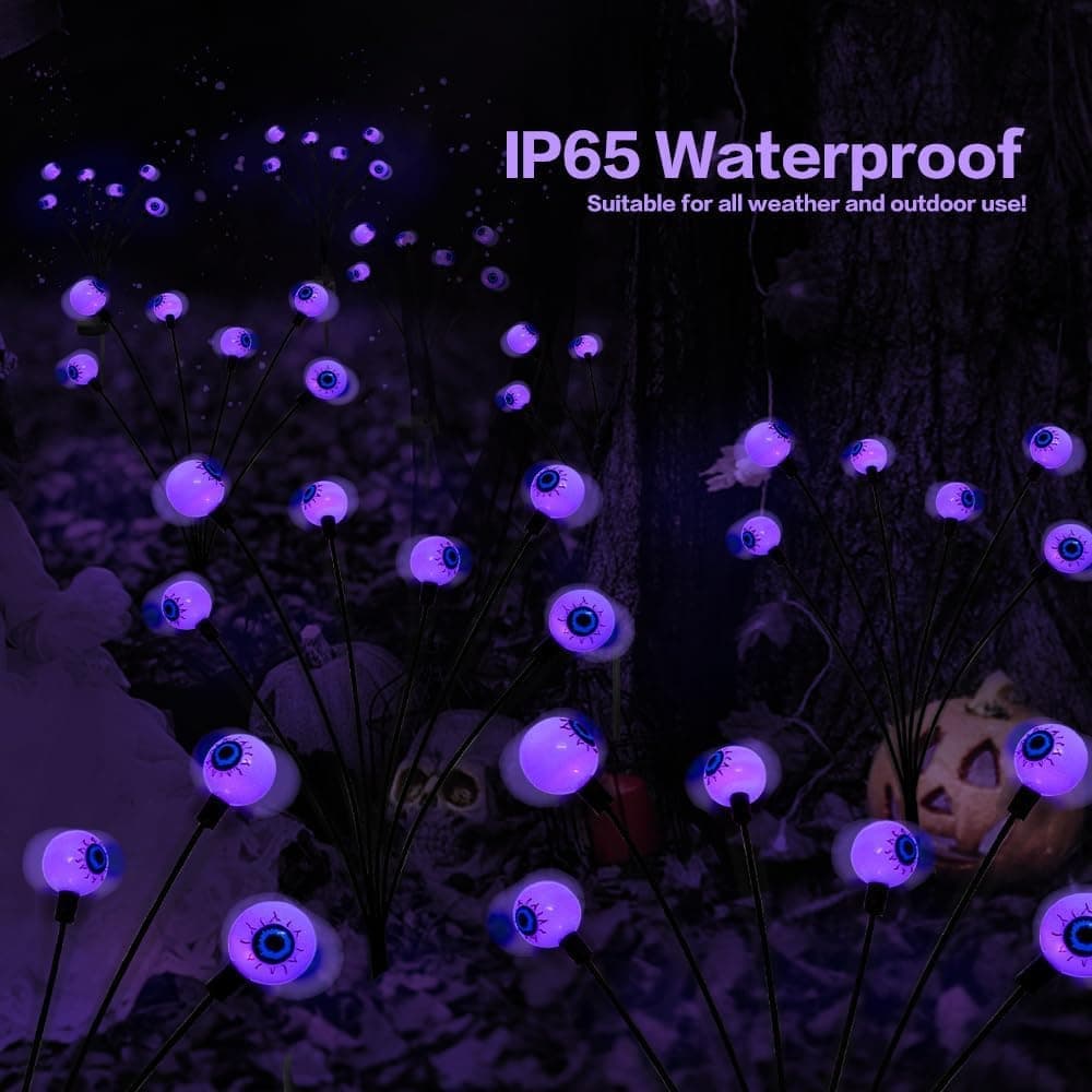 1-Pack Solar Powered Halloween Eye Lights for Garden and Patio Decoration, Waterproof, Purple, 1/4 - Image 5